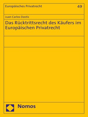 cover image of Das Rücktrittsrecht des Käufers im Europäischen Privatrecht